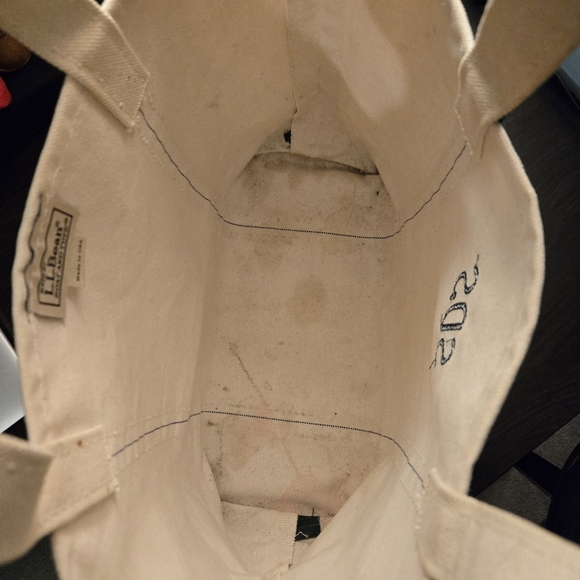 Vintage L.L. Bean Boat And Tote Bag Canvas Cream & Green - Picture 3 of 5